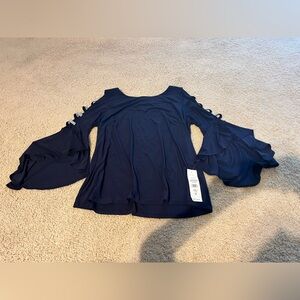 JBS Navy Embellished ladder sleeve Bell-Sleeve Top never worn